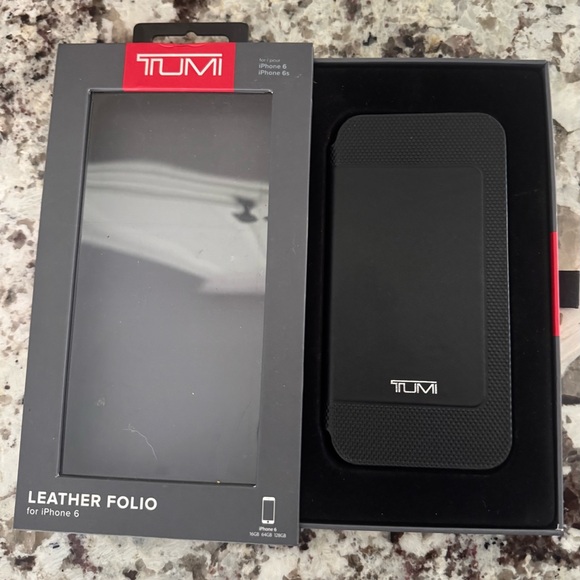 Tumi Black Leather Folio Case for iPhone 6 - Picture 1 of 5